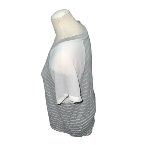 West Kei Womens Gray & White Striped Short Sleeve Raglan Top Size Large - Picture 7 of 11